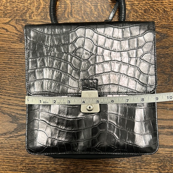 90’s Prada Black Croc embossed leather top handle handbag. - Picture 11 of 13